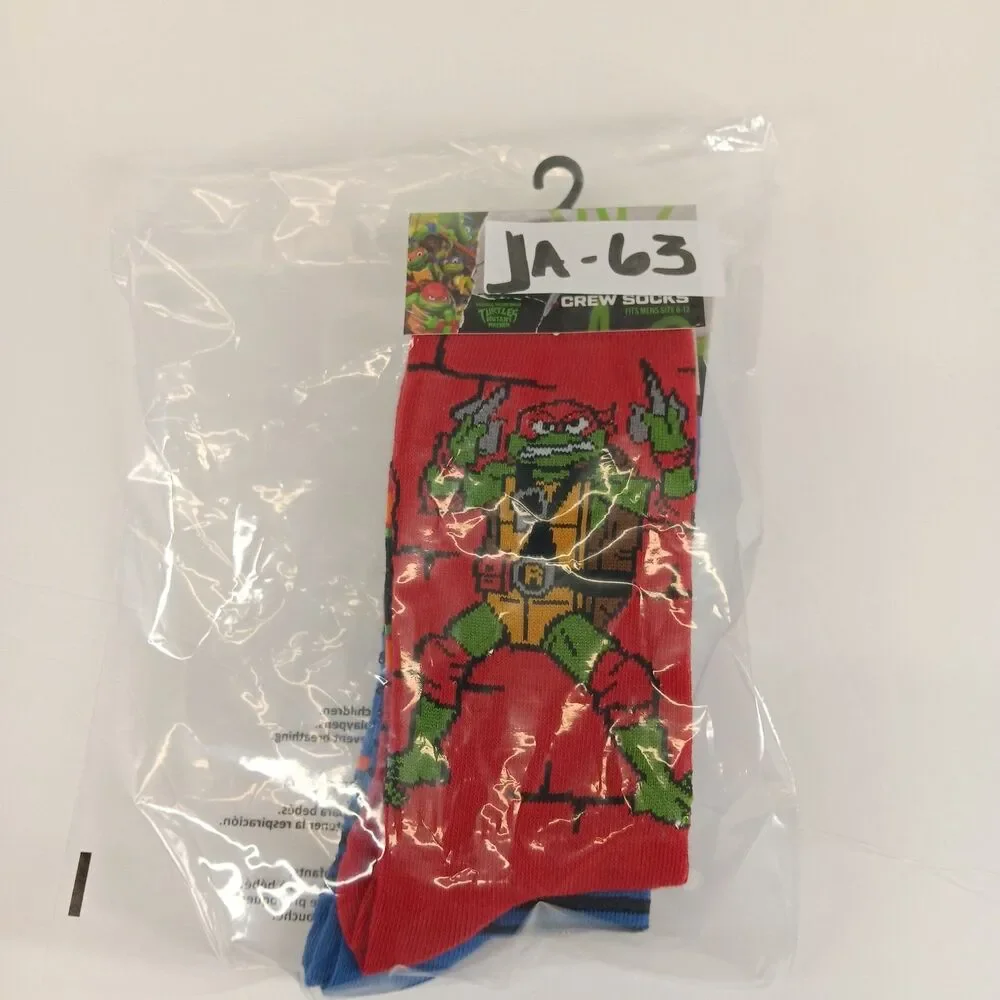 Teenage Mutant Ninja Turtles TMNT 2-pair Cartoon Mens Sz 6-12 Crew Socks NWT